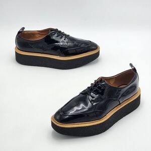 Zara Trafaluc Patent Lace-Up Platform Oxford Loafers Black Women's Size 36 EU